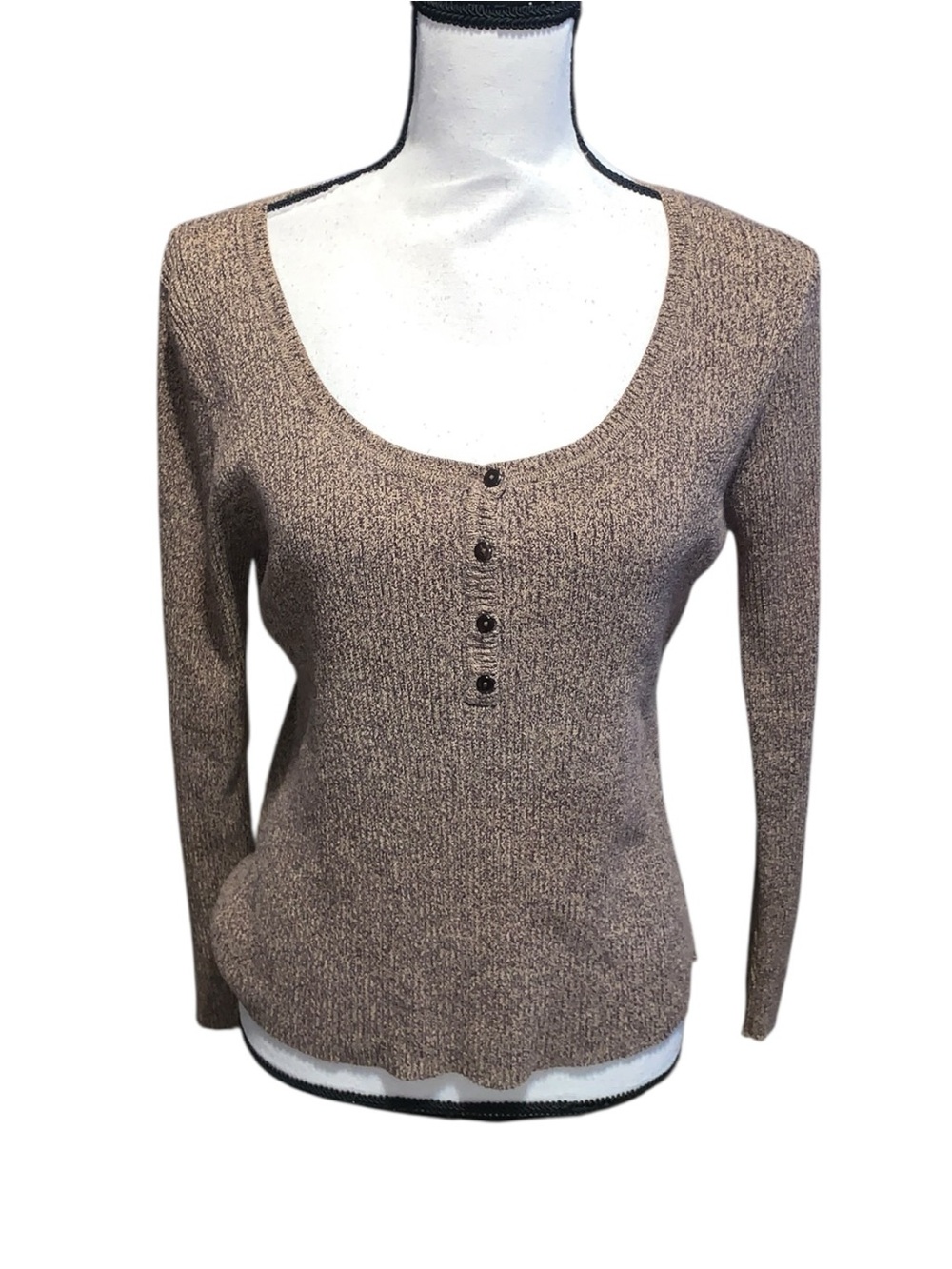 United States Sweaters Women's M Brown Cotton long sleeve ribbed form fitting
